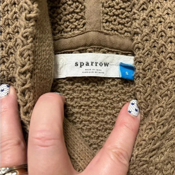 Anthropologie Sparrow Waffle Knit Cardigan Sweater Size Small Hooded Snap Button - Picture 5 of 8